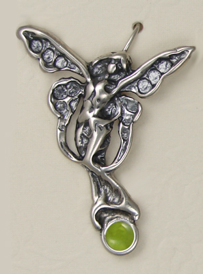 Sterling Silver Fairy of Joy Drop Dangle Earrings With Peridot